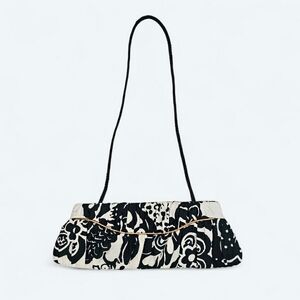 Rare Abaete for Payless Collab Black & Cream Floral Clutch Crossbody Purse Bag